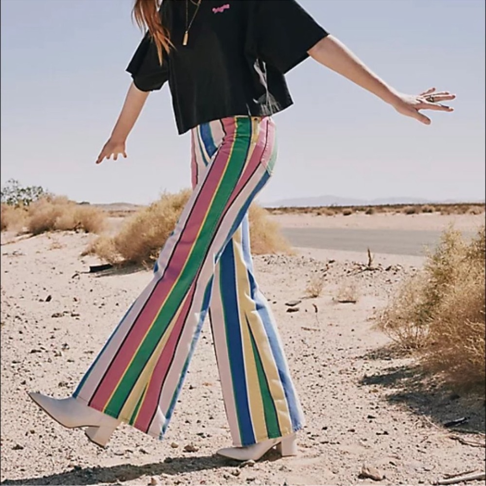 Barbie Wrangler Colorful Striped Flare Pants